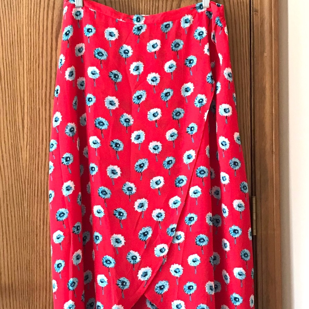 J Crew printed faux-wrap midi skirt K3580 Sz L